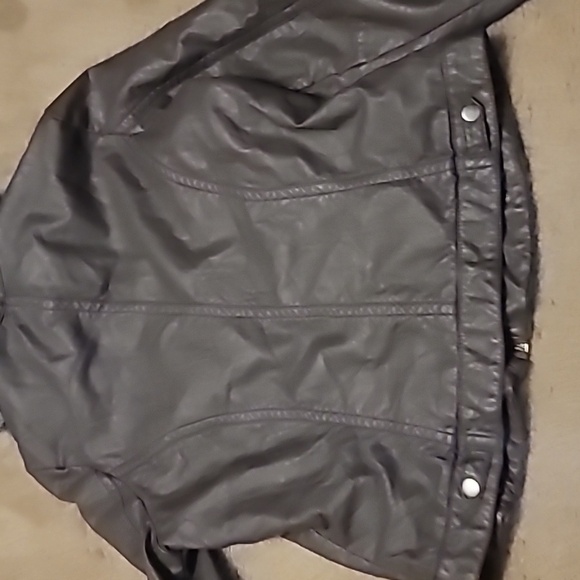 J2 Jou Jou Juniors' Faux-Leather Knit-Hood Jacket - Picture 6 of 8